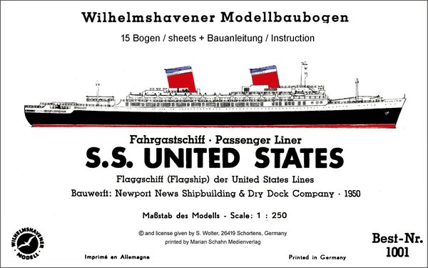S.S. UNITED STATES Pass. Sch. / Liner