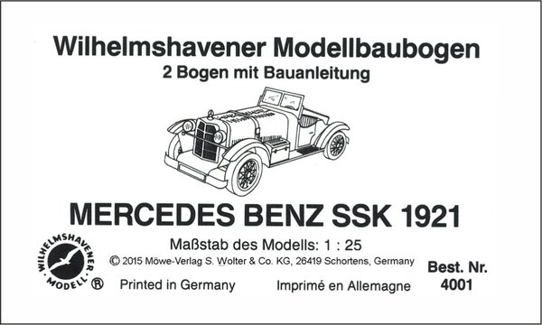 Oldtimer Mercedes Benz SSK 1921 Maßstab 1:25