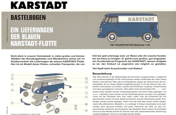 KARSTADT Werbebogen VW-Lieferwagen Maßstab 1:40