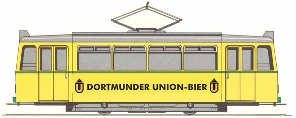 DORTMUNDER UNION-BIER Werbebogen Straßenbahn Maßstab 1:80
