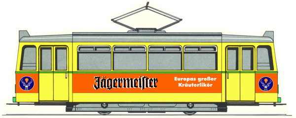"Jägermeister" Werbebogen Straßenbahn Maßstab 1:80