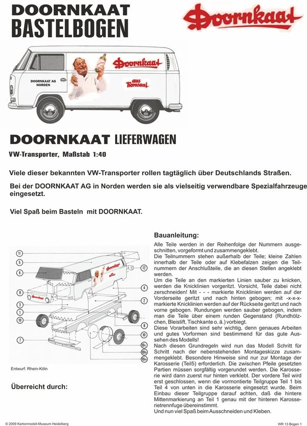 "DOORNKAAT" Werbebogen VW-Lieferwagen Maßstab 1:40