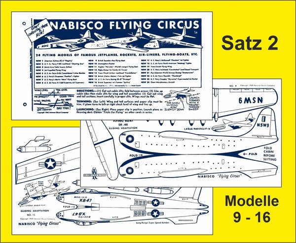 Flugmodelle Wallis Rigby "NABISCO FLYING CIRCUS" Satz 2 Modelle 9 bis 16