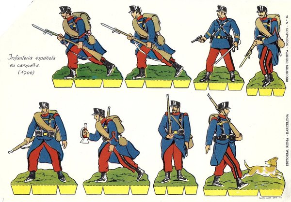 RECORTES COMETA - SOLDADOS Nr. 16  Infanteria espana en campana  (1906)